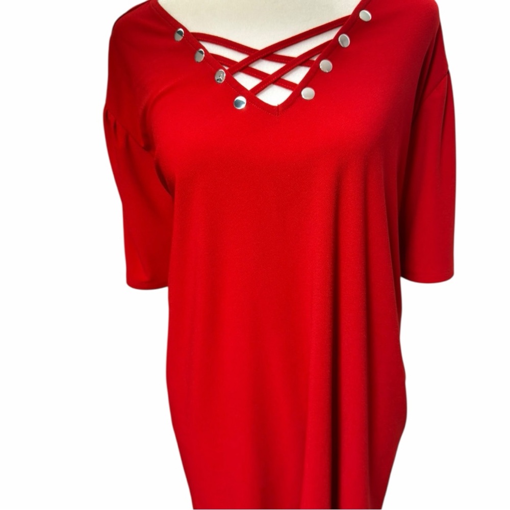 Love, Scarlet Red Crisscross Neck Top – Size 2XL